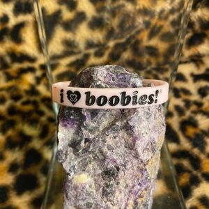 Hot Topic Pink "I ♥ Boobies!" Silicone Bracelet